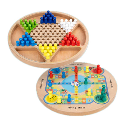 Wooden children puzzle board with colorful peg pieces and hexagonal grid