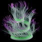 Fluorescent simulated coral anemone with light blue tentacles, purple tips, and green glow