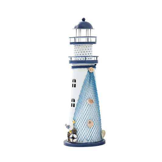 Mediterranean Style Flashing Ocean Tin Lighthouse Decoration, Style Random Delivery M1021 Large 30cm, M1221 Small 14cm, M1022 Medium 19cm, M1021 Large 30cm