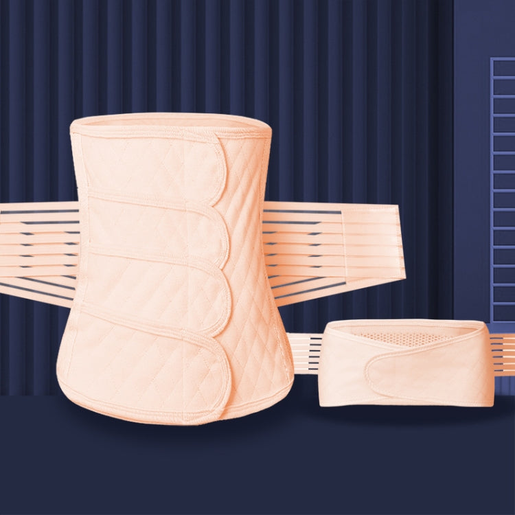 Postpartum abdomen belt corset in beige, elastic abdominal support with matching band