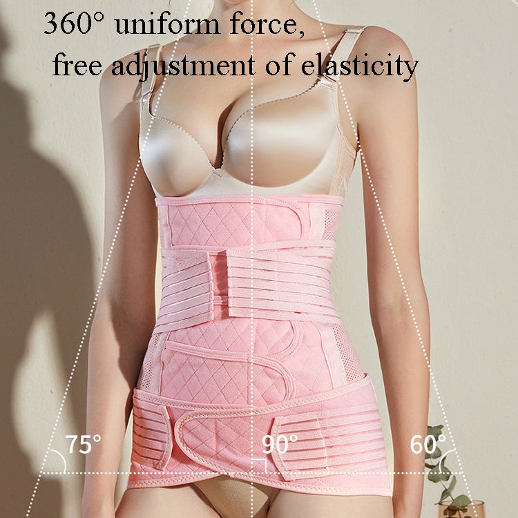 Pink postpartum abdomen belt corset with front contouring and stretch support