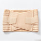 Postpartum abdomen belt with wide elastic straps and layered support panels, light beige