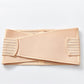 Wide postpartum abdomen belt with padded side panels and elastic hook-and-loop ends, beige
