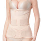 Beige three-piece maternity abdomen belt set with elastic mesh panels