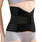 Black belly support belt with double-layer front panel and wide side elastic