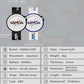 Pair of sport watches with white dials and silicone straps, red and blue hands