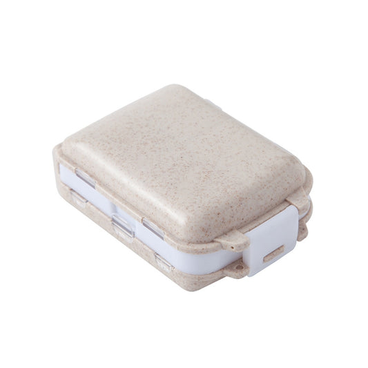 6 PCS C1617 Portable Dispensing Sealed Pill Box Wheat Straw Large-capacity Storage Box, Green, Blue, Beige, Pink
