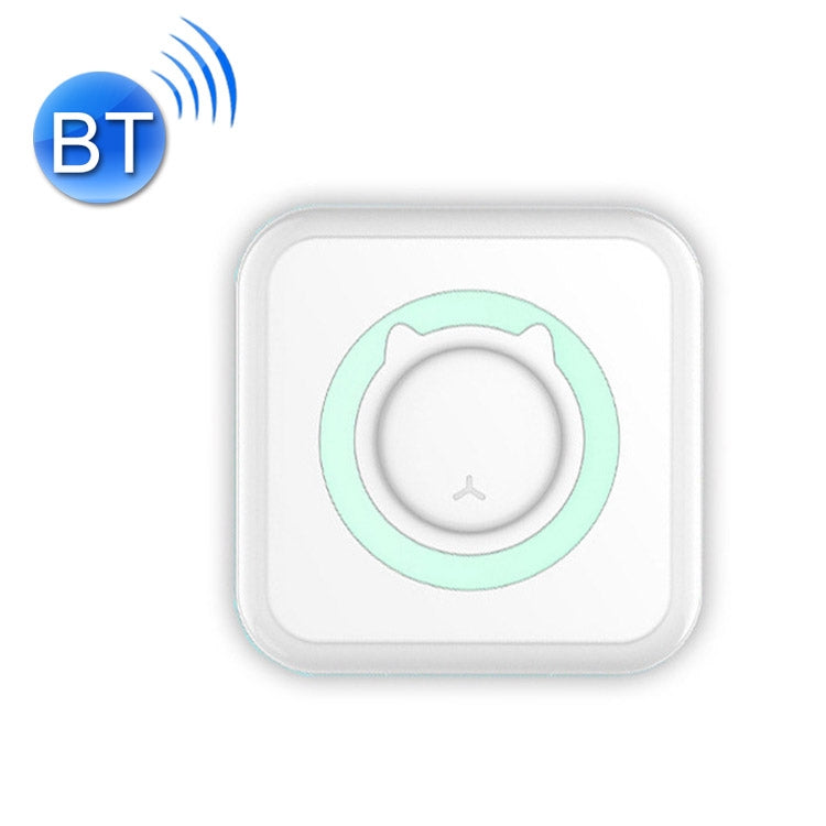 Portable mini thermal Bluetooth printer, white body with mint green front ring
