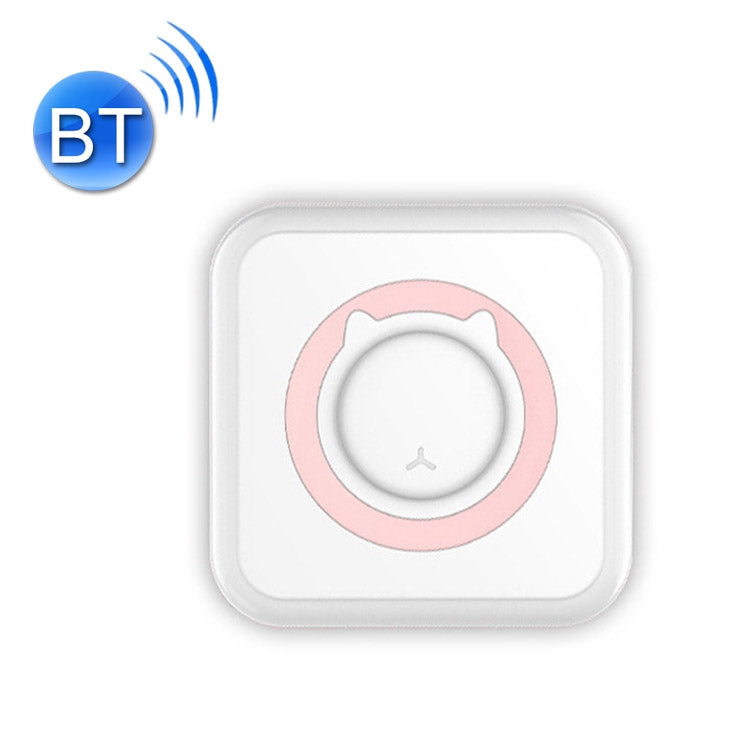 Portable mini thermal Bluetooth printer, white body with pink front ring