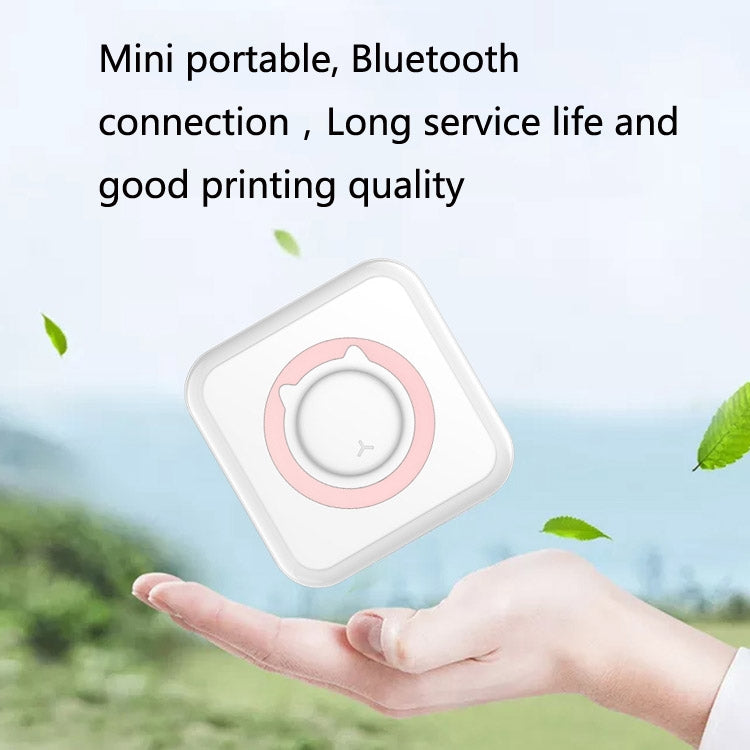 Handheld mini thermal Bluetooth printer, white body with pink front ring