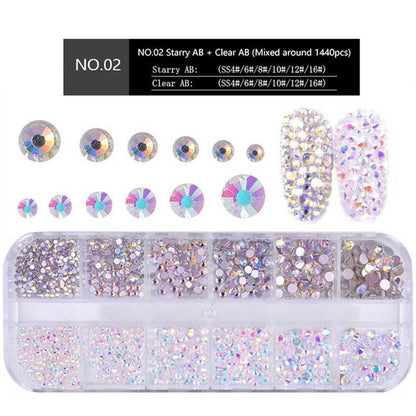 Nail Flat-back AB Crystal Strass 3D Charm Gems DIY Manicure Nail Art Decorations