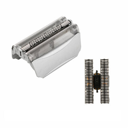 Braun electric shaver blade net and cutter head, silver mesh foil with comb cutter