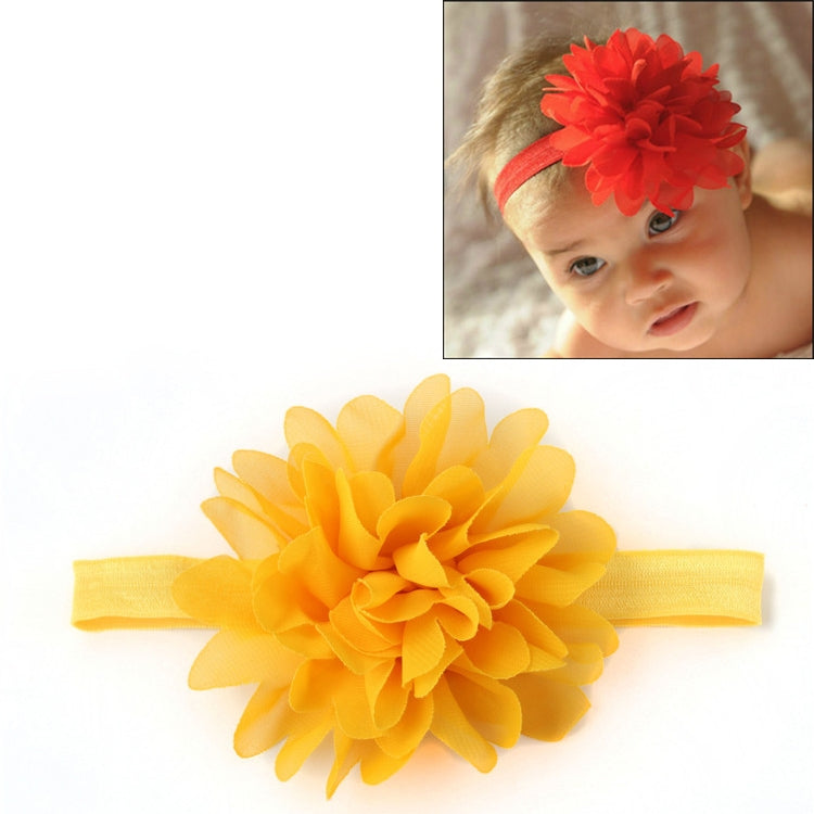 Yellow elastic baby girl headband with layered yellow flower at center