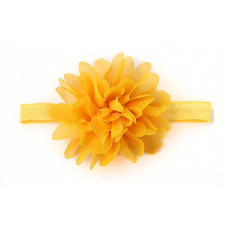 Yellow flower baby headband with elastic band and layered bloom centerpiece