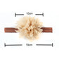 Brown elastic baby girl headband with cream layered flower centerpiece