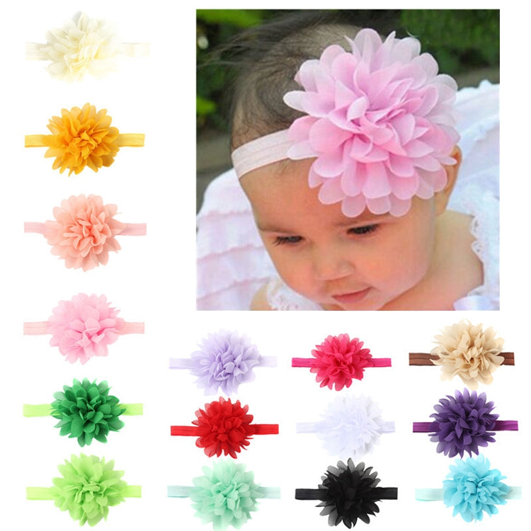 Set of baby girl elastic headbands with assorted colored flower blossoms
