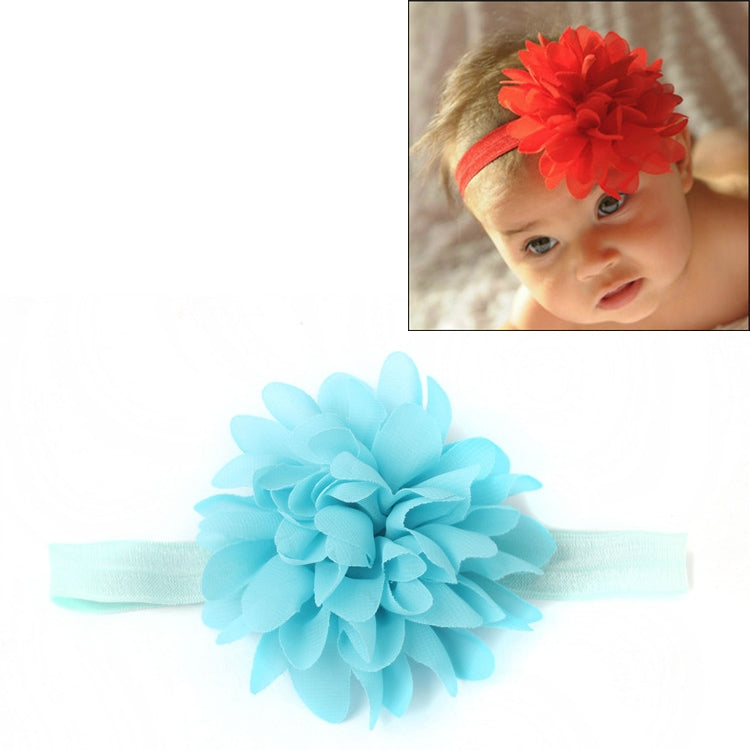 Light blue elastic baby girl headband with large light blue layered flower