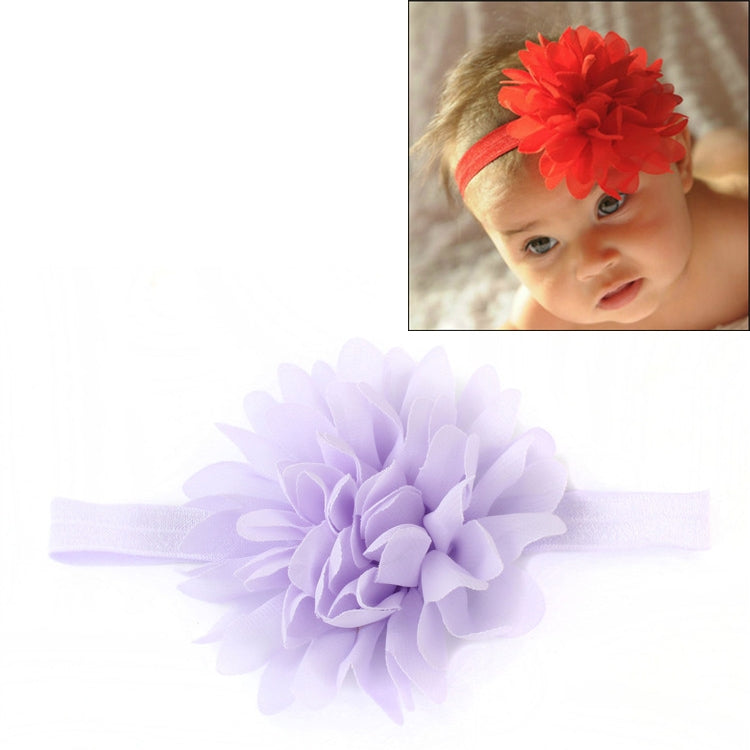 Lavender elastic baby girl headband with large lavender layered flower