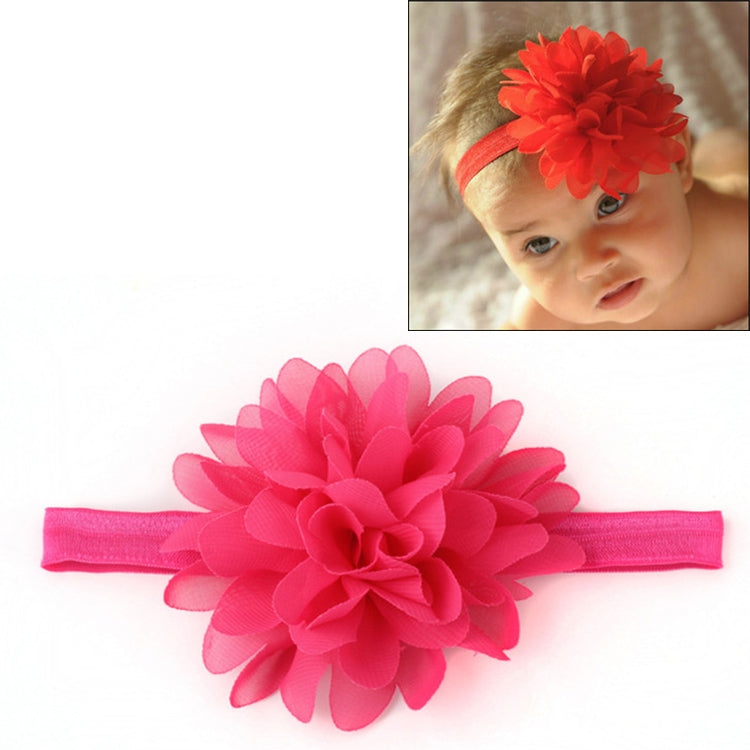Pink elastic baby girl headband with large pink layered flower centerpiece