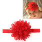 Red elastic baby girl hairband with large red fabric flower centerpiece