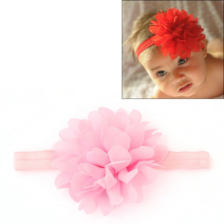 Pink elastic baby girl hairband with large pink fabric flower centerpiece