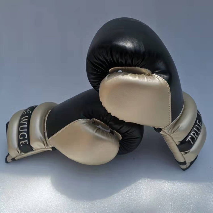 Black half-finger boxing gloves with beige palm and knuckle padding