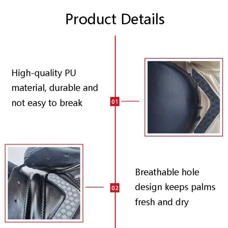 Black glove panel detail with stitched padding and ventilated design
