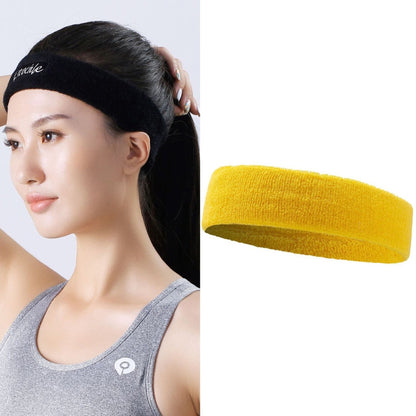 Black knitted sweat-absorbent headband with Enochle logo, wide elastic band