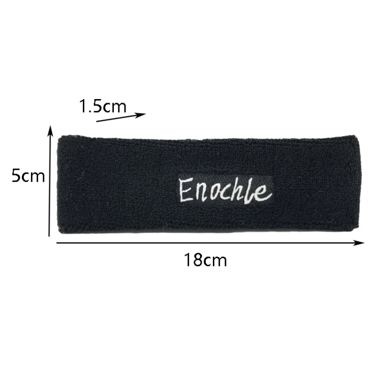 Black knitted headband with Enochle logo, 18cm length and 5cm width