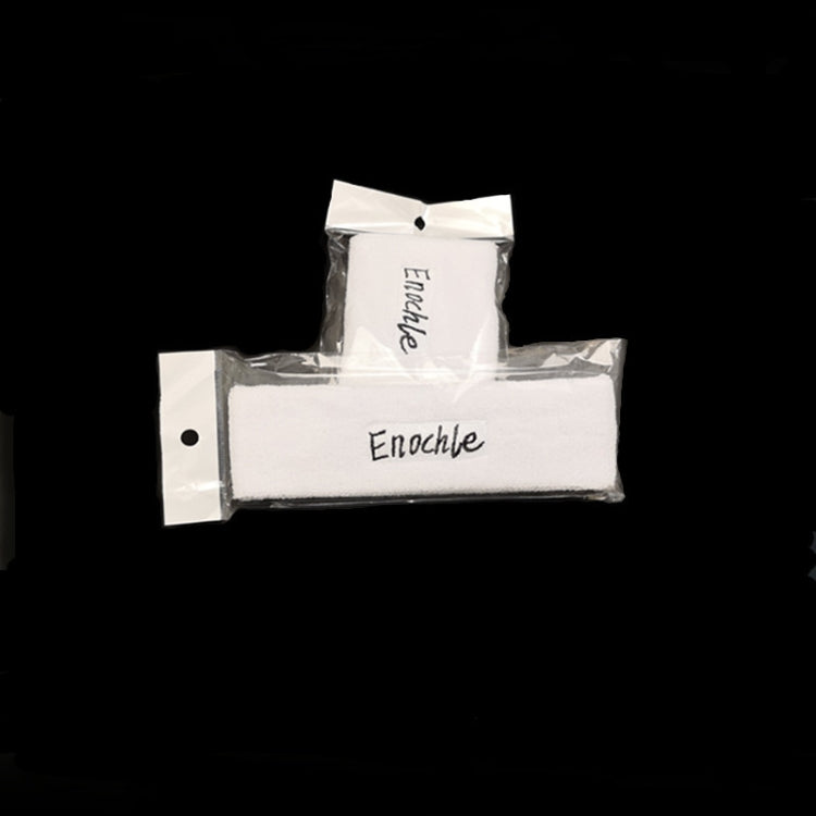 Enochle headband in clear plastic packaging with white label