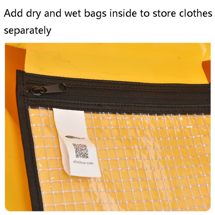 Yellow inner dry/wet storage pouch with zipper and mesh window panel