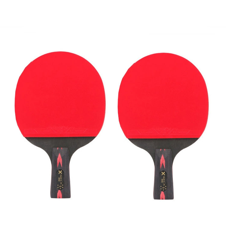 Table tennis training racket set: two red reverse-adhesive paddles with short handles