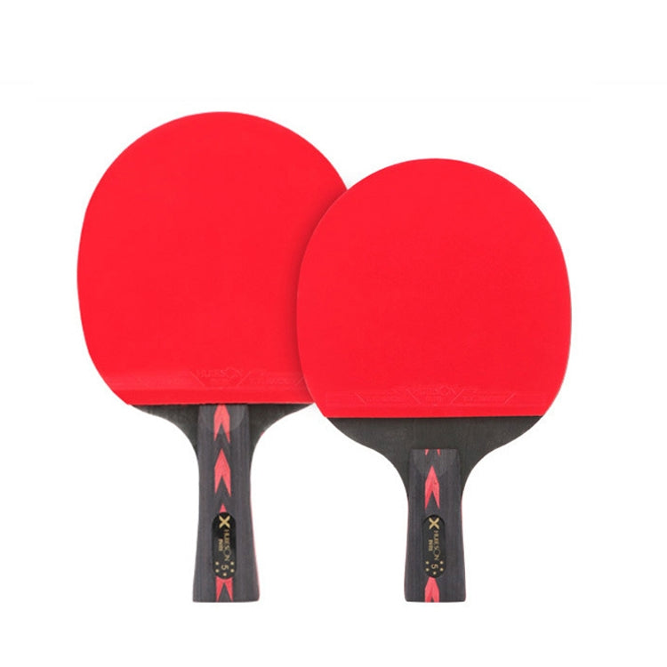 Table tennis training racket set: two red paddles with black handles, reverse-adhesive surfaces