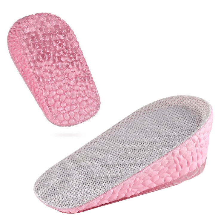 Self-adhesive heel heightening insole pad in pink with breathable mesh top