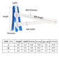 Finger splint size chart showing S, M, L dimensions and belt measurements
