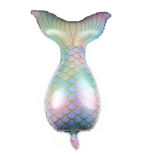 5 PCS Cartoon Mermaid Tail Aluminum Film Balloon Aquarium Decoration Balloon Mall Dress Up Balloon, Colorful, Pink, Rainbow Color