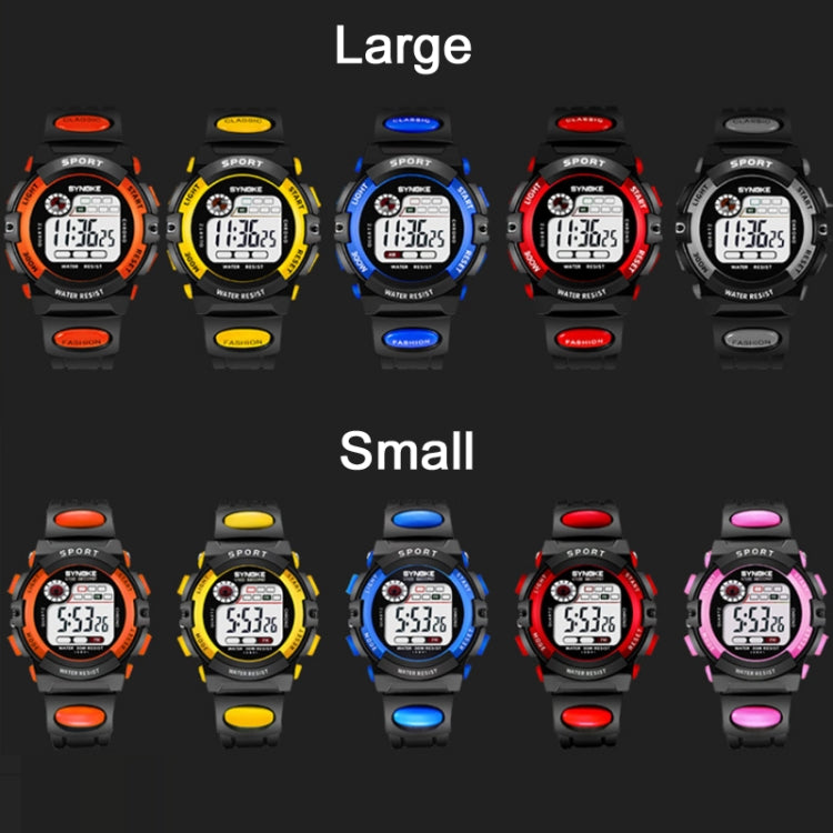 Assorted kids digital sports waterproof watches in large and small sizes, multiple colors