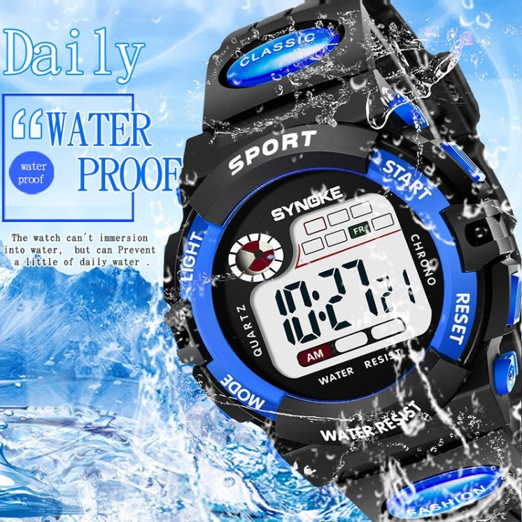 Blue kids digital sports waterproof watch with water splash protection