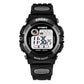 Children's waterproof digital sport watch, black with dark gray bezel and strap accents
