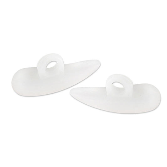 White toe grip correction pads with looped openings for hammer toe support