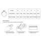 Men's ring size chart showing US sizes 6–12 and inner diameter measurements