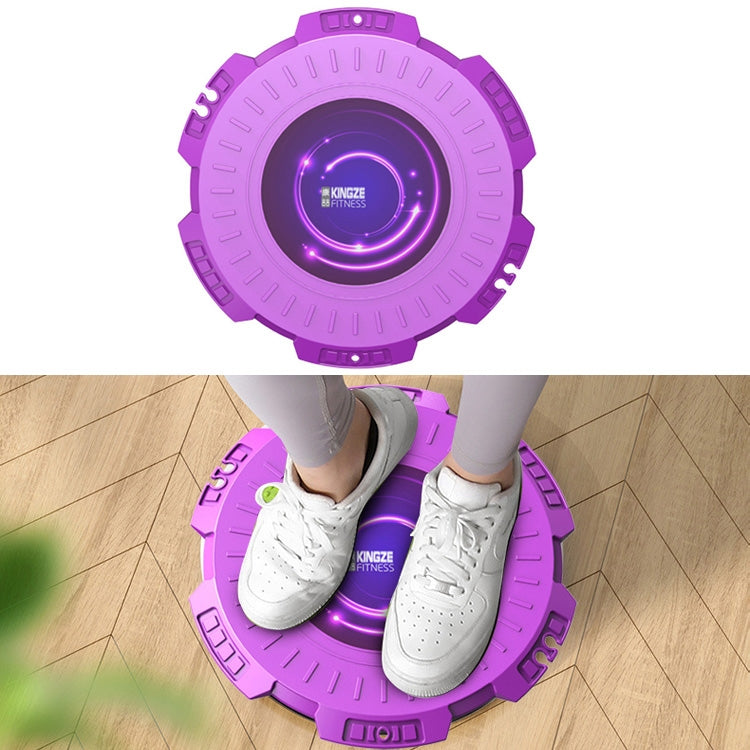 Purple waist twist fitness board with glowing LED ring base for foot support