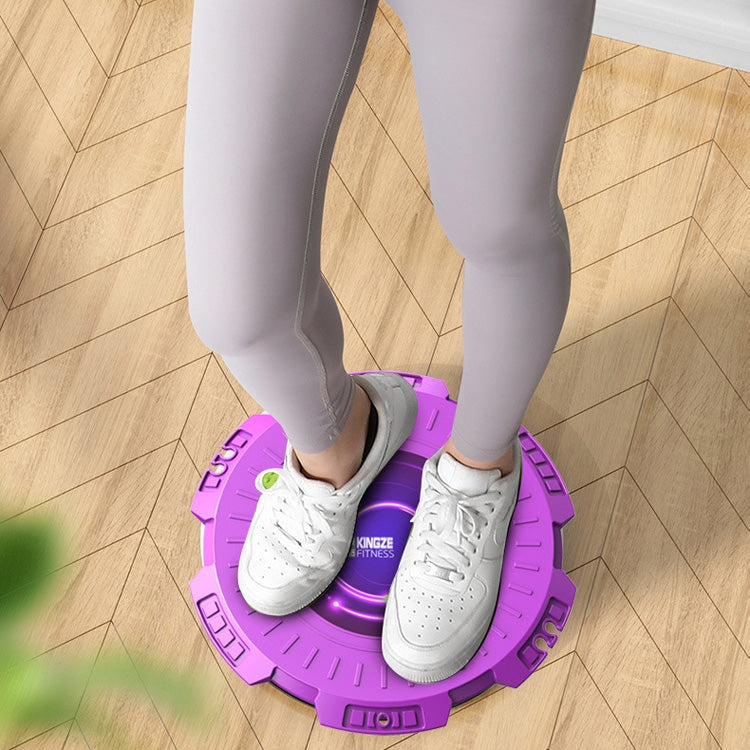 Purple waist twist fitness board with glowing LED center under feet for twisting