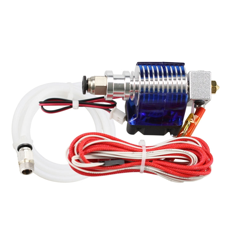3D printer hotend extrusion head kit with blue cooling fan, PTFE tube, red/white wires