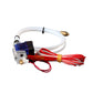 3D printer hotend extrusion head kit with blue fan module, PTFE tube, and red wire bundle