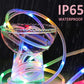 RGB tube string lights wrapped in circular loops, multicolor LEDs