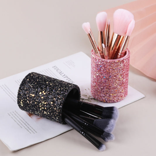 ZOREYA Makeup Tool Storage Box Makeup Brush Dustproof Storage Bucket, Pink, Black