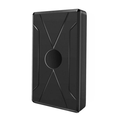 Black wireless GPS tracker with strong magnetic backing, rugged rectangular case