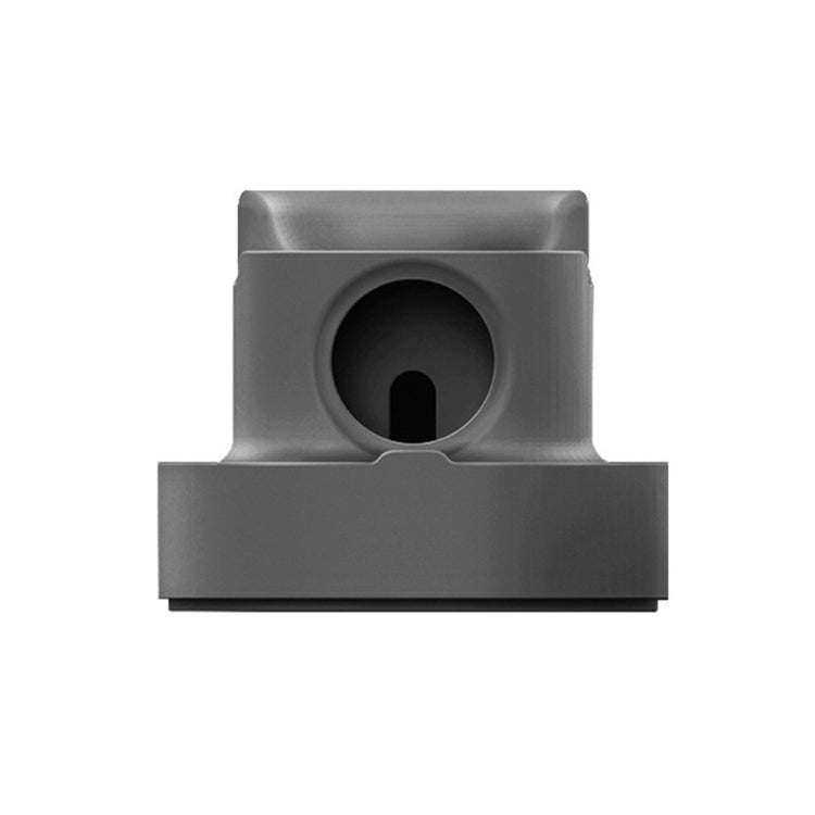 Grey desktop silicone watch charging stand with circular magnetic holder