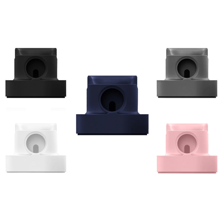 Desktop silicone watch charging stand set in black, blue, grey, white, and pink